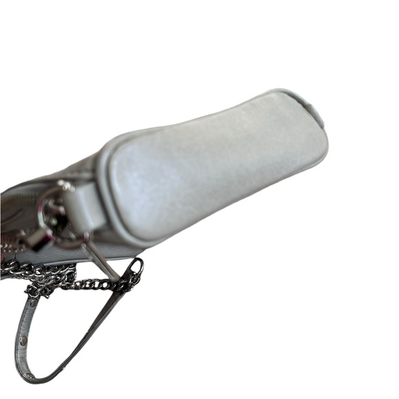 Rebecca Minkoff Gray Leather Mini Mac Crossbody Bag Silver Chain - Picture 12 of 16